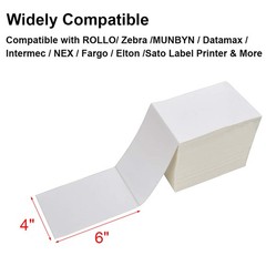 500-10000 4″x6″ Fanfold Direct Thermal Shipping Labels for Zebra & Rollo Printer