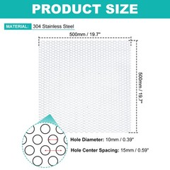 19.7″ x 19.7″ 304 Stainless Steel Perforated Sheet 0.39″ Hole Metal Mesh Plate