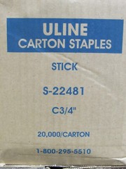 NEW CASE OF 20,000 (2000/BOX, 10BOXES/CASE) ULINE CARTON STAPLES S-22481 C3/4″