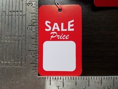 100 Large Red White Sale Price Tags Merchandise Garment Hang Coupon w/ String