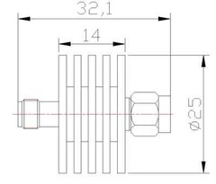 DC-6GHz/8GHz/13GHz Full Power 5W SMA Male to Female Attenuator 50Ohm 1-60dB
