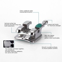 Dental Orthodontic Monoblock MIM Brackets Braces Mini Roth/ MBT 018/ 022 Hook345