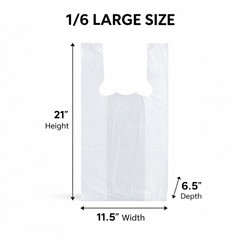 White T-Shirt Carryout Grocery Bags 1/6 Large 21×6.5×11.5 0.492 Mil