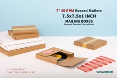 7 Inch 45 RPM Record Mailers (NOT for 12″ LPs), 7.5 x 7.5 x 1 Inch Easy-Fold …