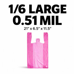 Choice 1/6 T-Shirt Plastic Grocery Bags 21×6.5×11.5 0.51 Mil Choose Color