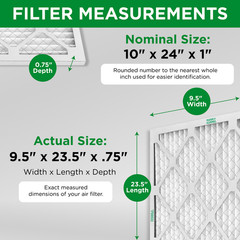 10x24x1 MERV 8 Pleated AC Furnace Air Filters. 6 Pack. Made in USA