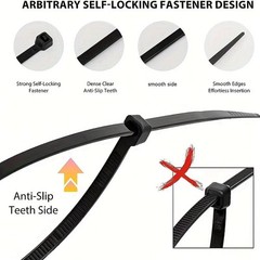 Nylon Zip Ties Black Heavy Duty Cable Ties Self Locking Wire Wrap Strap 100 Pcs