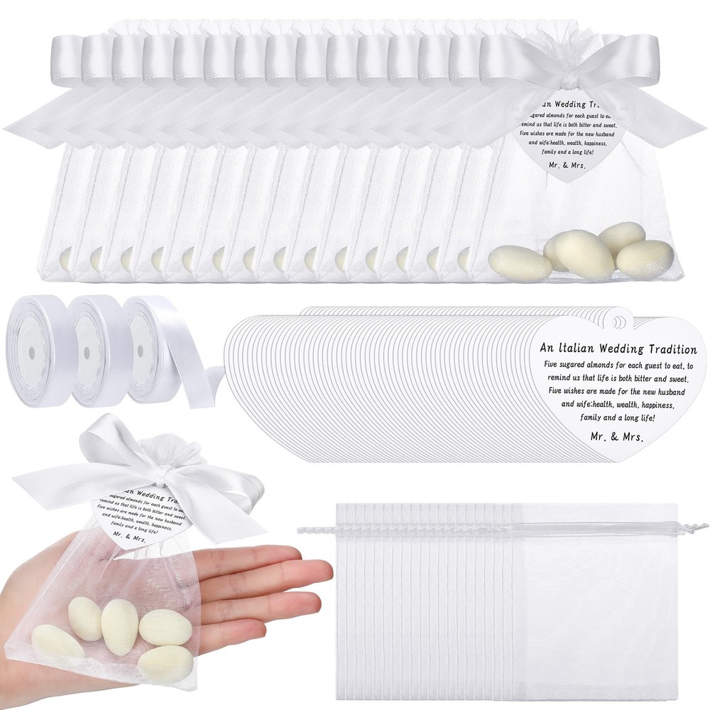 Fullhawl 150 Sets Wedding Italian Almond Favors For Guests Include Five Wishes