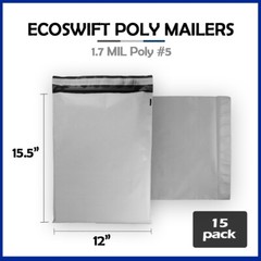15 12×15.5 EcoSwift Poly Mailers Plastic Envelopes Shipping Mailing Bags 1.7MIL