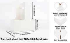 2 Cup Drink Carrier with Handle – 12Pcs Disposable Paper Cardboard Coffee Cup