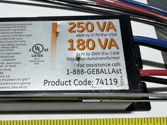 GE Proline Step Down Autotransformer 60hz Ballast GETR480/277-250W