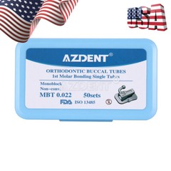 AZDENT Dental Ortho Buccal Tubes 1st /2nd Molar Bondable Non-Conv Roth/MBT .022