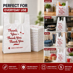 Thank You Plastic Bags 1000 Count Large 11.5×6.5×21 Heavy Duty T-Shirt Bags Bulk
