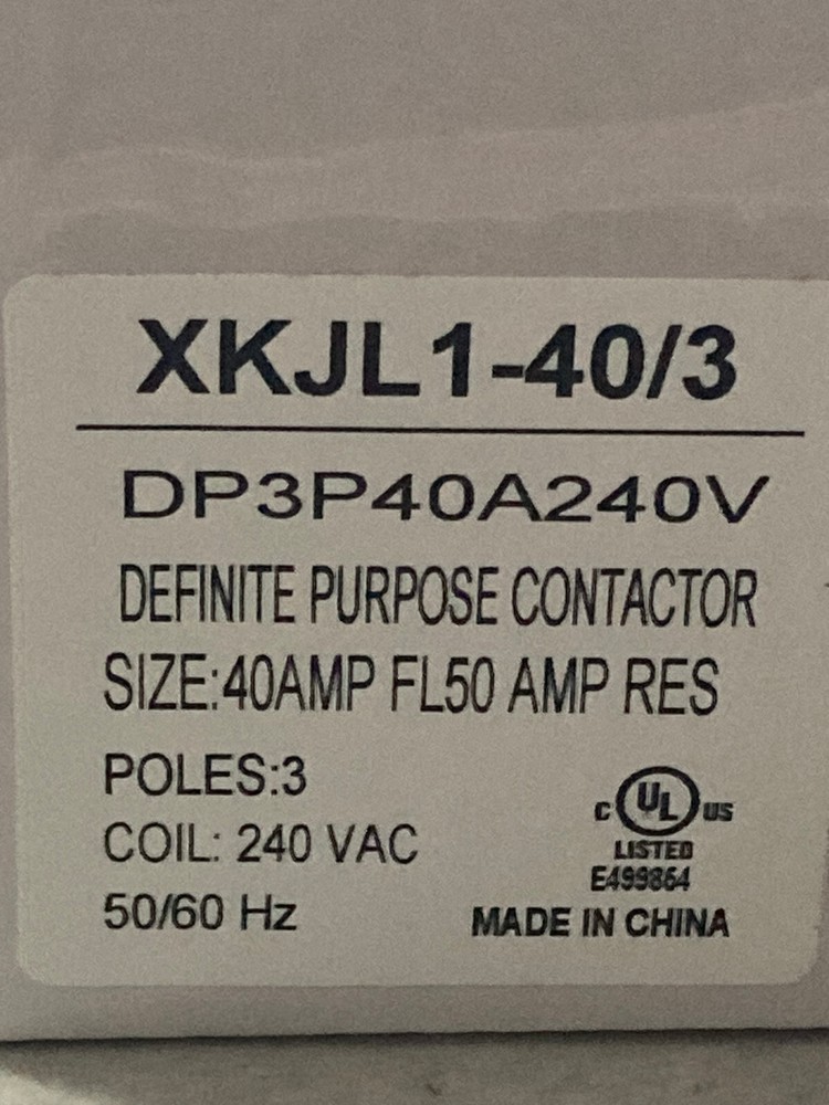 Definite Purpose Contactor 40A 3 Pole 240vAC coil