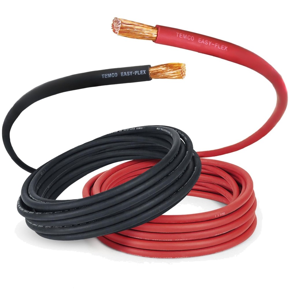 Flexible Pure Copper Welding Cable – 20 Ft Black + 20 Ft Red