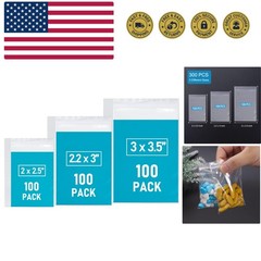 Small Plastic Bags, 300 PCS Mini Baggies, 3 Assorted Sizes, Transparent Jewel…