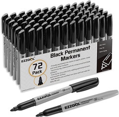 Permanent Markers Bulk 72 Pack Black Permanent Marker Set Fine Tip Waterproof Ma