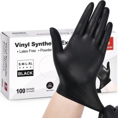 4 Mil Black Vinyl Gloves – Disposable, Food Safe, 100 Count, Medium Size