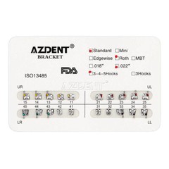 AZDENT Dental Orthodontic Brackets Braces Standard Roth .022 Hooks 3-4-5