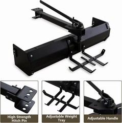 42″ Tow Behind Box Scraper, Heavy Duty Tractor Grader Blade Attachment for Lawn