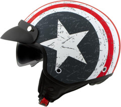 MPH9701DOT ‘Maverick’ 3/4 Open Face Stars and Stripes Motorcycle Helmet for Men