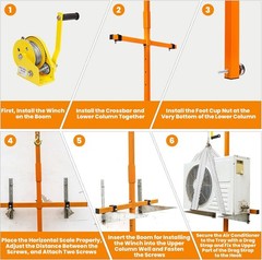 Air Conditioner Lifting Tool 50 FT Height 1200 LBS Air Conditioner Lifting Crane