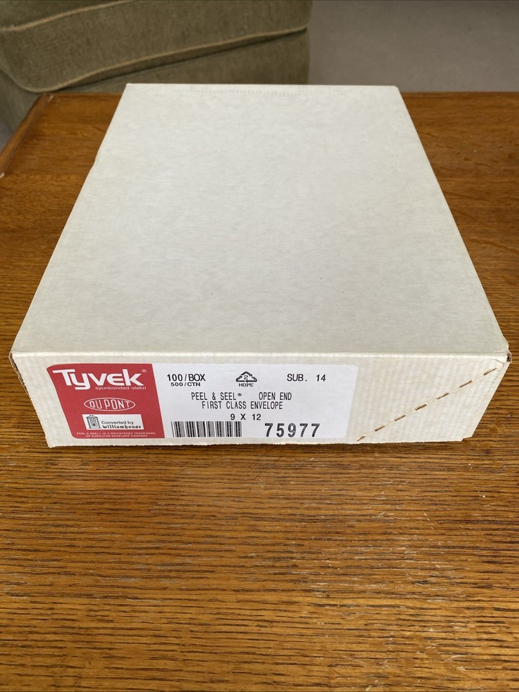 Tyvek DuPont 100ct Peel & Seal Open End First Class Envelope 9×12