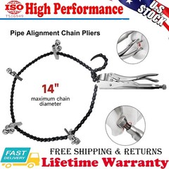 Adjustable Pipe Alignment Chain Pliers Clamp, Fit for Round Pipes up to 14″ in