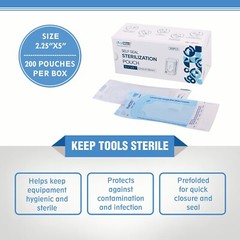 2000(10 Boxes)2.25″x4″ Self Seal Sterilization Pouches Sterilizer Autoclave Bags