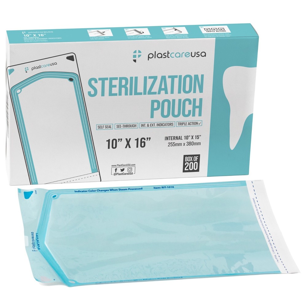 10″ x 16″ Self-Sealing Sterilization Pouches for Autoclave (1 Box of 200)