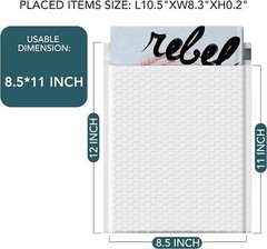 250Pcs Poly Bubble Mailers Padded Envelope Shipping Mailing Bag 8.5×12″ #2 White