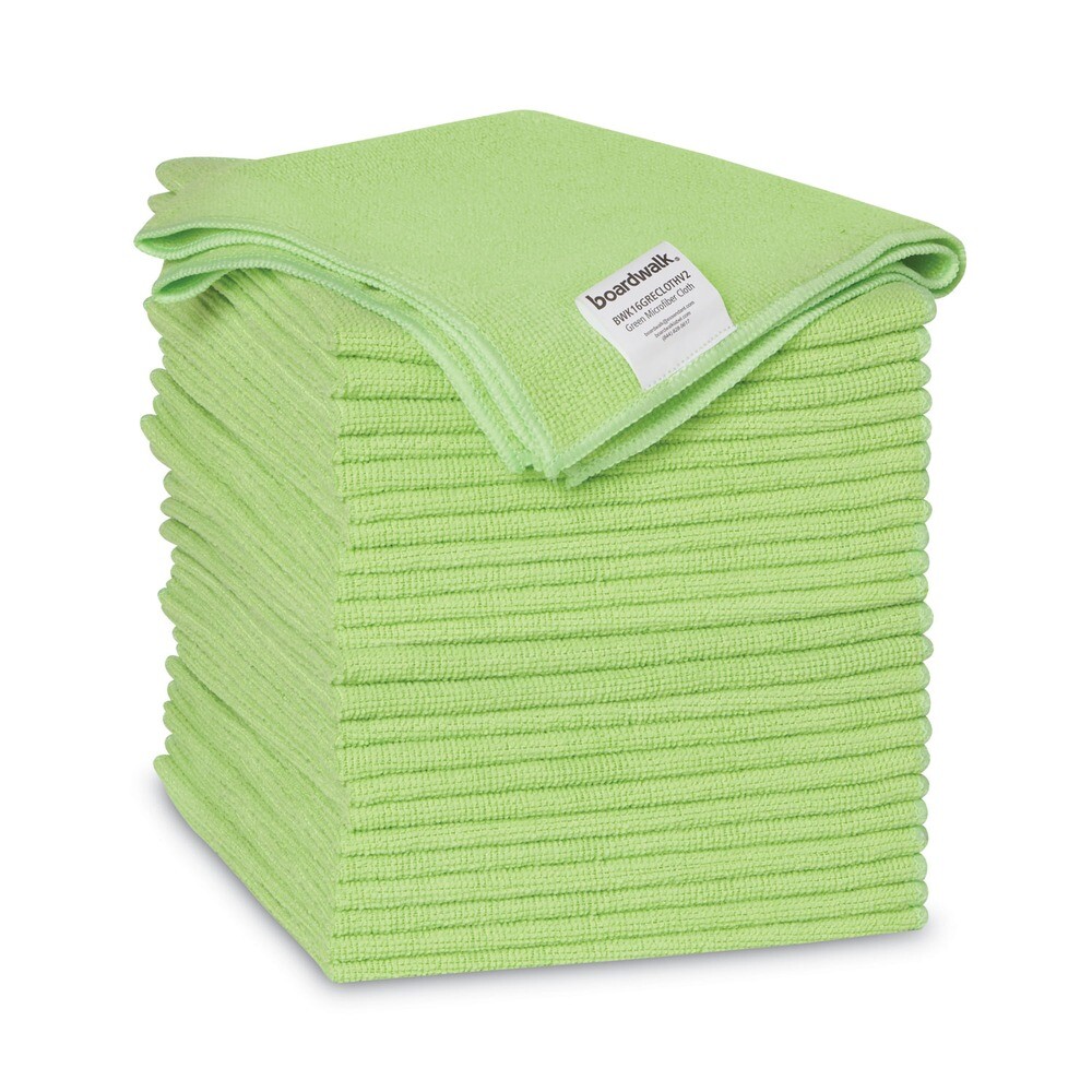 Boardwalk 16GRECLOTHV2 16 in. x 16 in. Microfiber Cloths – Green (24/Pack) New