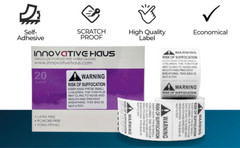 Innovative Haus 5 Rolls x 500 Labels (2,500 Total) Risk of Suffocation Warning