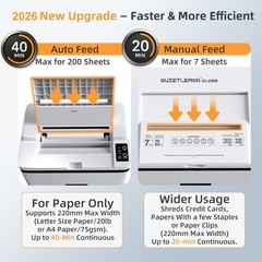 200-Sheet Auto Feed Paper Shredder P-5 Micro Cut 5.8 Gal 60 dB for Office Home