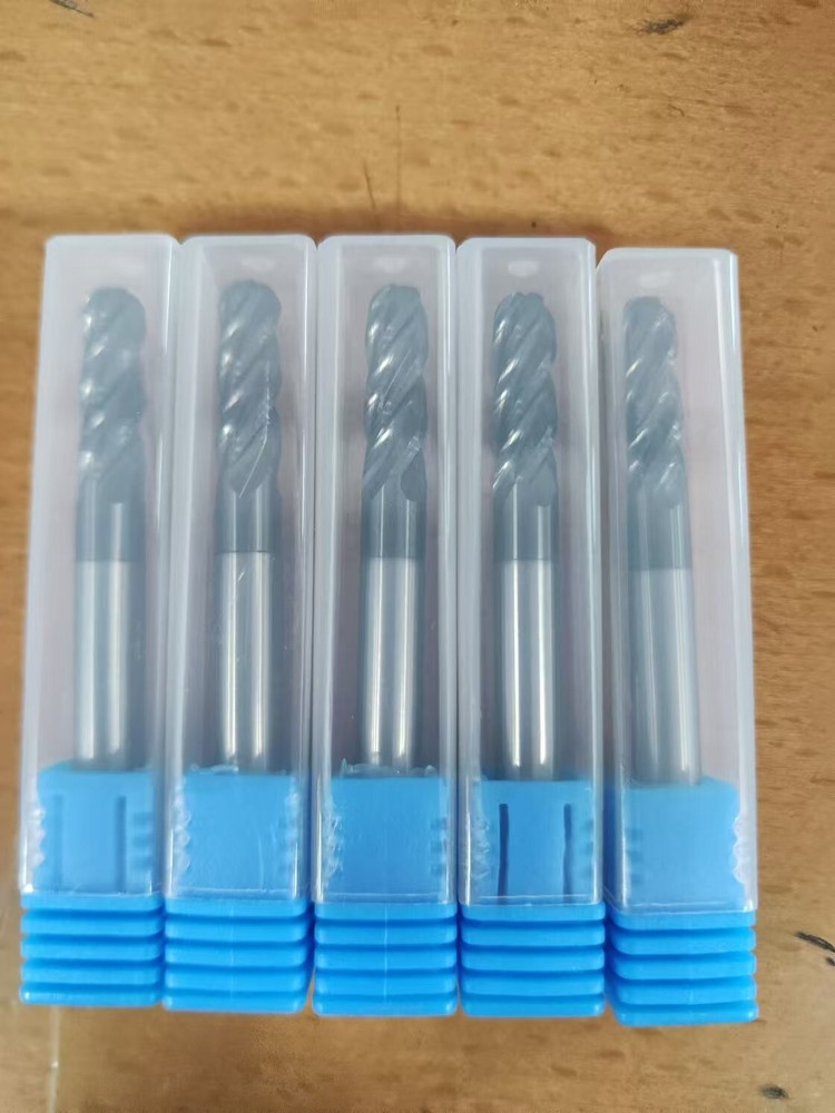 5 PCS 1/4″ 4 Flute Ball Nose Carbide End Mill 2-1/2″ Overall Length -TIALN COATE