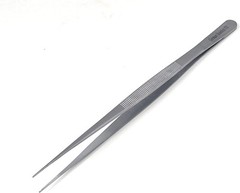 8″ Stainless Steel Precision Forceps with Fine Straight Serrated Tips for Lab