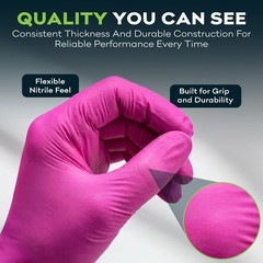 50Pk 3 Mil Pink Nitrile Disposable Gloves Powder Latex Free Medical Exam XSmall