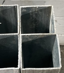 6 Scrap Repair Art 2-1/2″ X 2-1/2” Galvanized Square Tube Cut 9-5/8-10-1/4 Lot 6