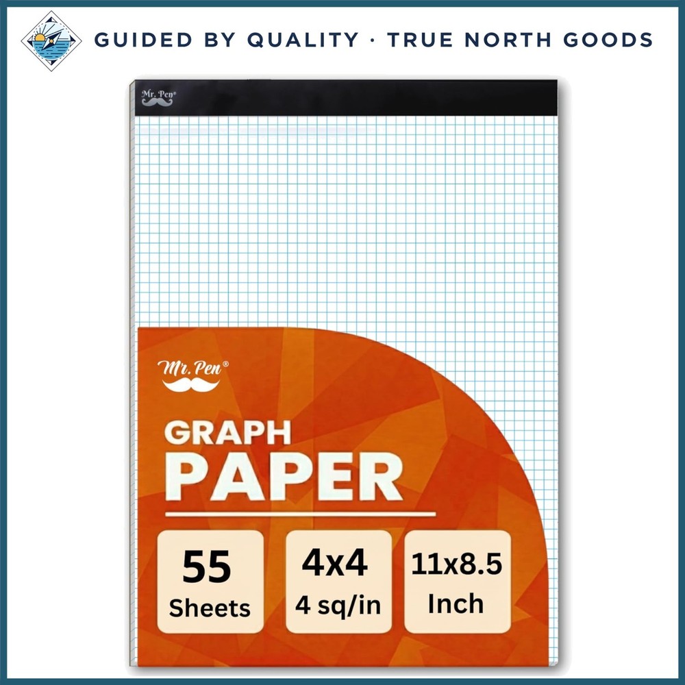 55 Sheets Graph Paper Pad, 11 Inch x 8.5 Inch, Great for Art & Math Projects