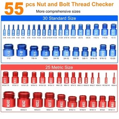 70 Pcs Nut & Bolt Thread Checker Set 37 SAE 33 Metric Gauge for Size Checking