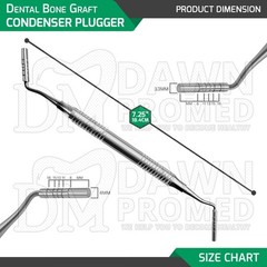 3 Pcs Dental Bone Graft Condenser Plugger 7.25″ Depth Gauge 3.3MM/4MM Smooth Set