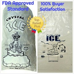100 COMMERCIAL CRYSTAL 10 LB LBS 1.5 MIL Plastic Ice Bag Bags With Drawstring