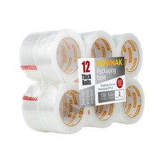 ROWNAK Clear Packaging Tape 12rolls–3.2mil Thick, 2.0 inches Wide,60 Yards Roll