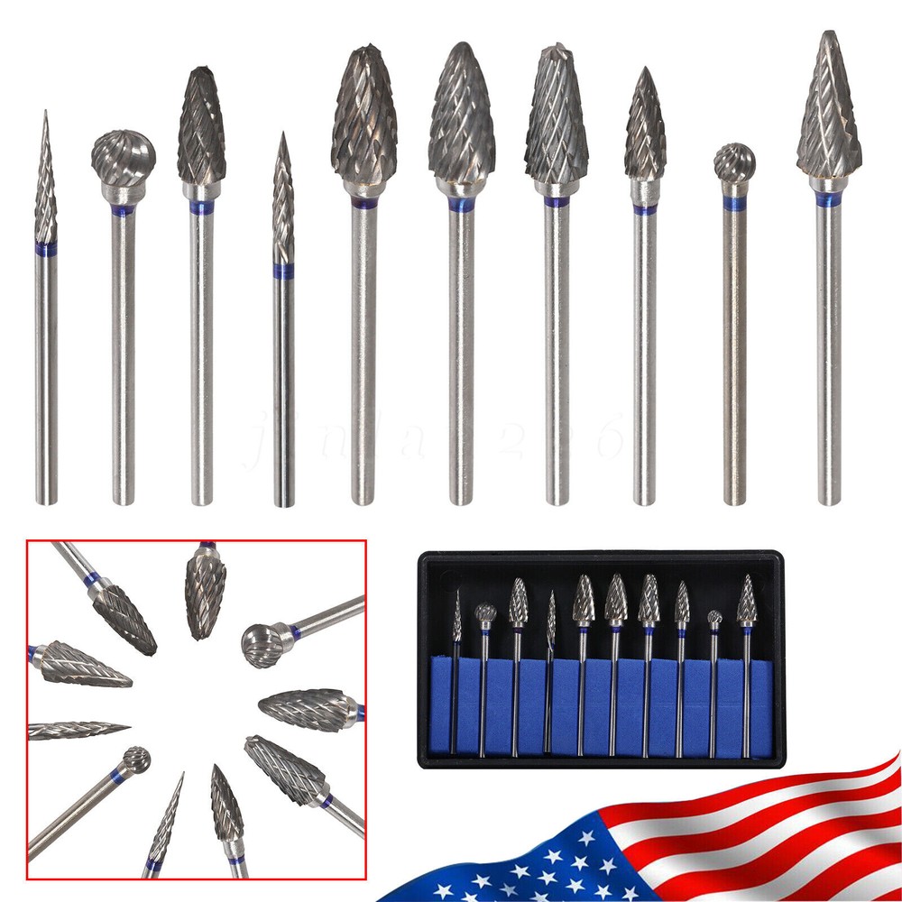 10X Tungsten Carbide Dental Acrylic Bur Drill Coarse Cutter 2.35mm Shank