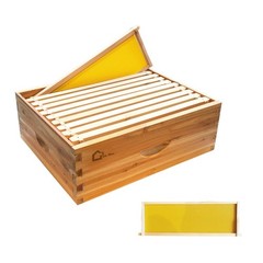 ⏯10-Frame Medium Super Bee Box Wax Coated Bee Hives Beehives Frame Wax Foundatio