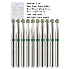 Multi-use Diamond Bur Round Burs 801/016C Coarse FG Friction Grip High Speed