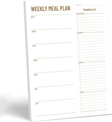 Undated Weekly Meal Planner Notepad with Magnetic Back and Grocery List