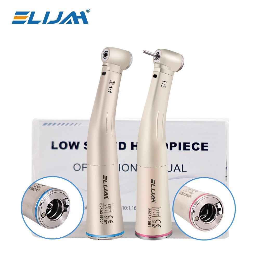 1:1/1:5 Dental Low Speed Handpiece Fiber Optic LED Increasing Speed Contra Angle