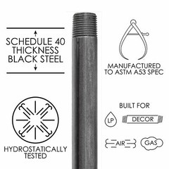 3/4 in. X 24 in. Black Pipe 4 Pack