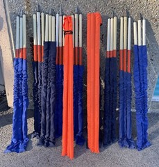 Vintage Prism Pole Red White Surveying Monopod, 3-pc, 12 ft